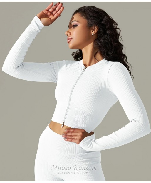 Жіночий безшовний комплект в рубчик Leggings Rib + Crop Top model 26